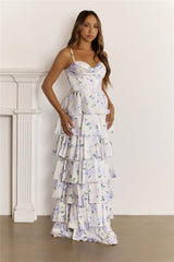 Dreamy Floral Corset Tiered Maxi Dress White