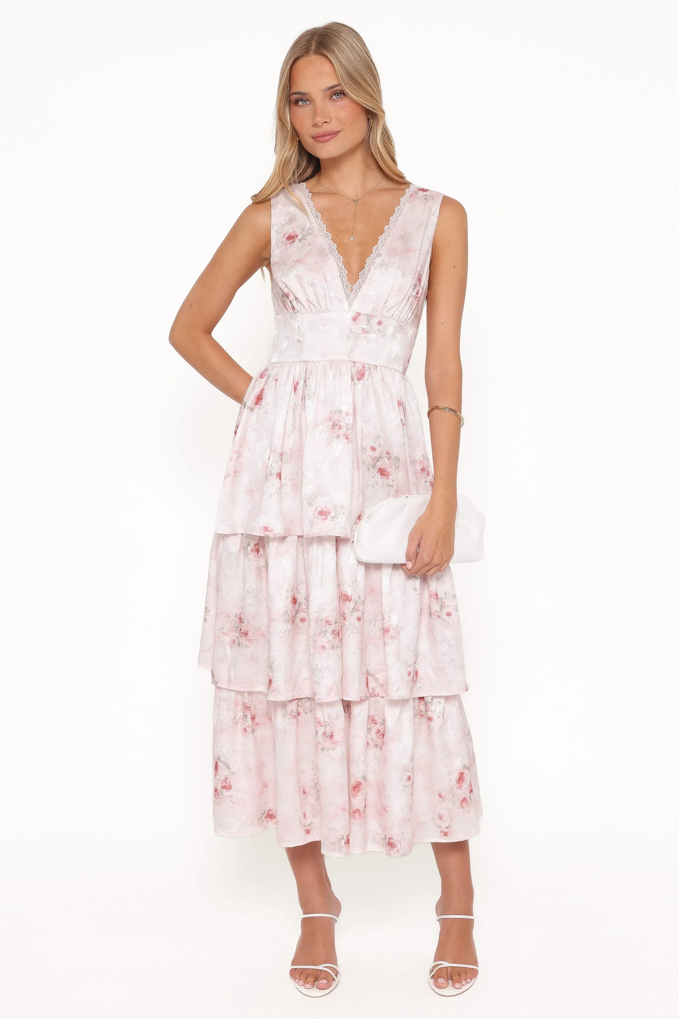Natarsha Maxi Dress - White Pink Floral