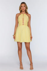 Designed With Love Halter Mini Dress Yellow