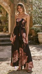 Carson Maxi Dress - Black/Wine Floral