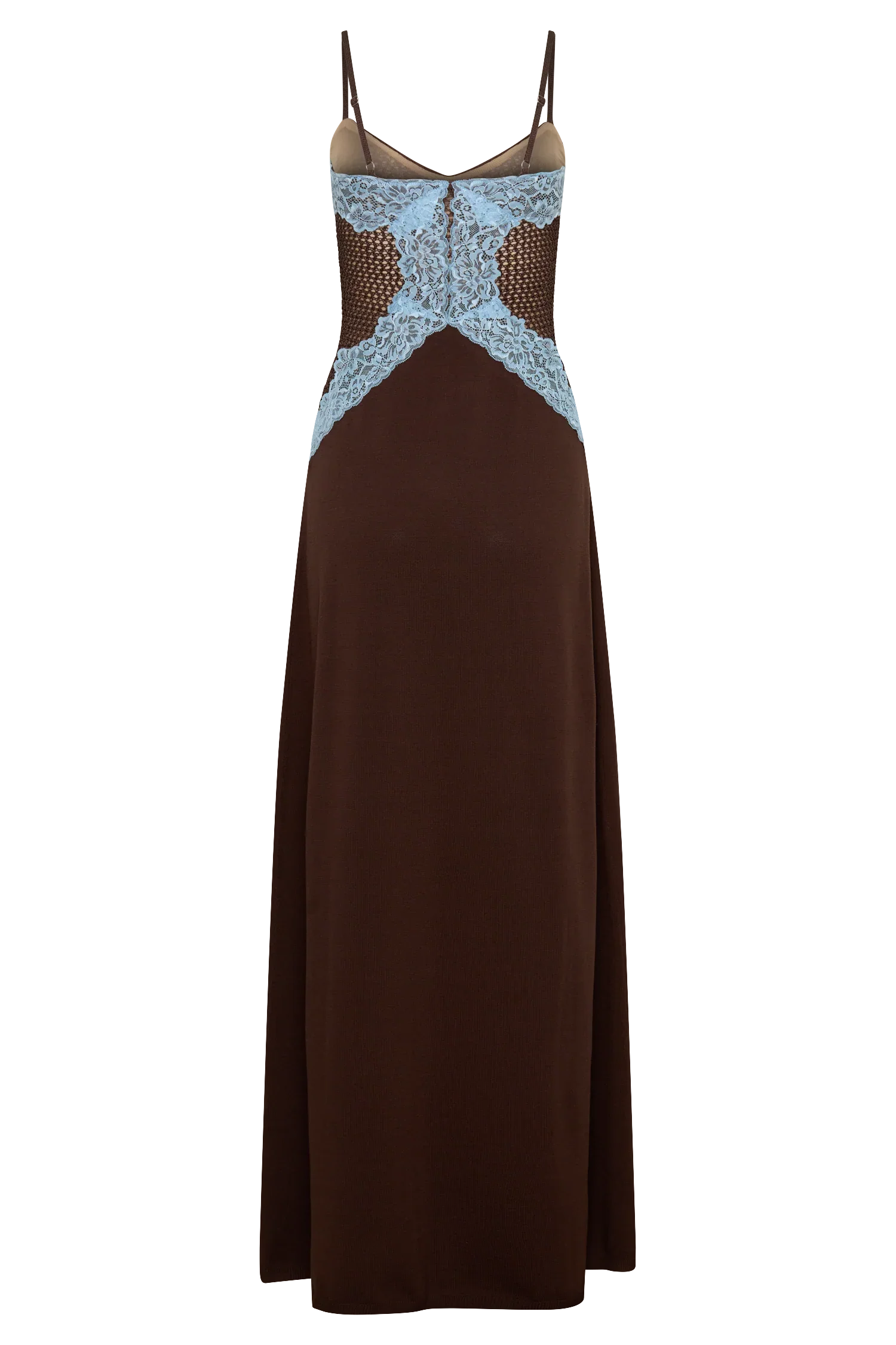 Bray Knit & Lace Maxi Dress - Chocolate/Blue