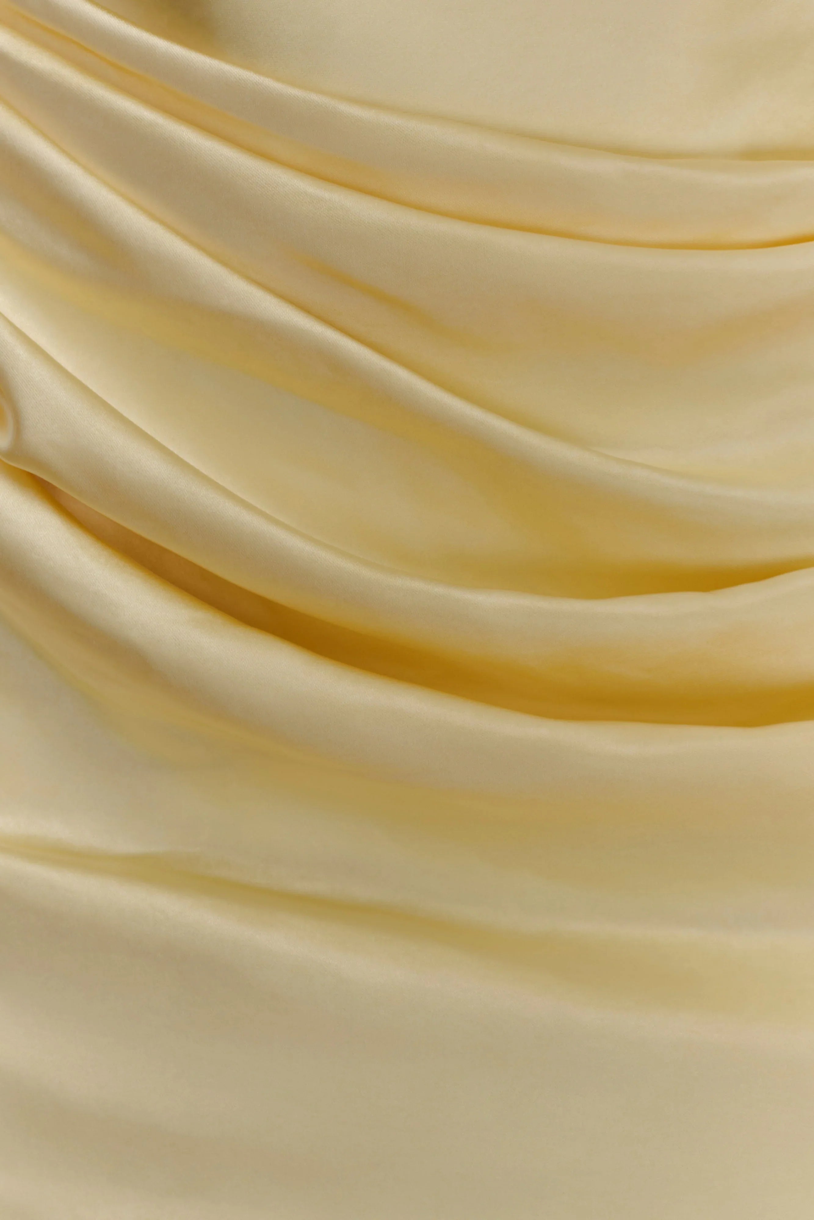 Dalia Off Shoulder Satin Maxi Dress - Lemon