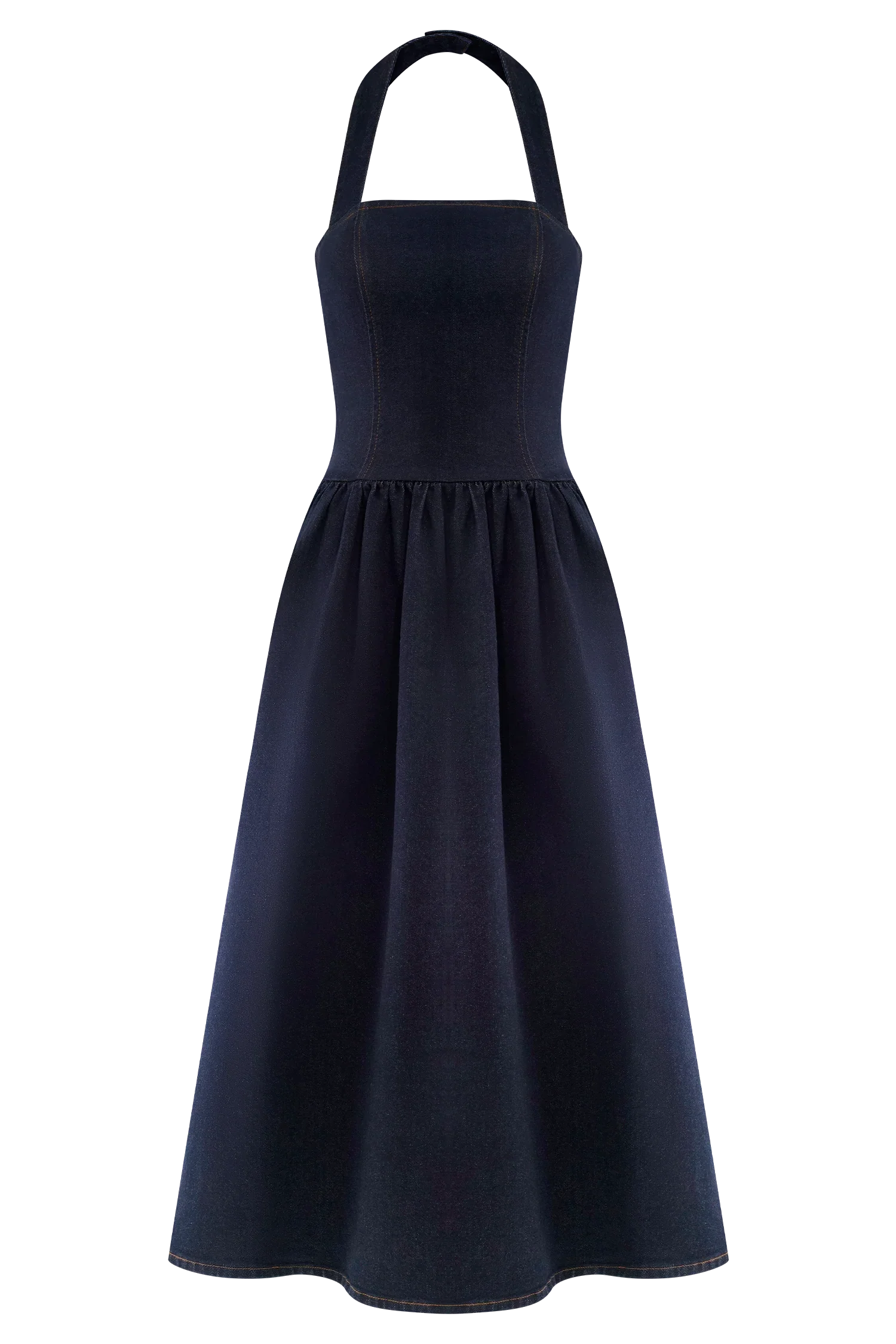 Caroline Denim Halter Midi Dress - Indigo Blue