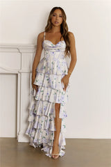 Dreamy Floral Corset Tiered Maxi Dress White
