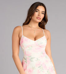 Flirty Plans Floral Mesh Lace-Up Skater Dress