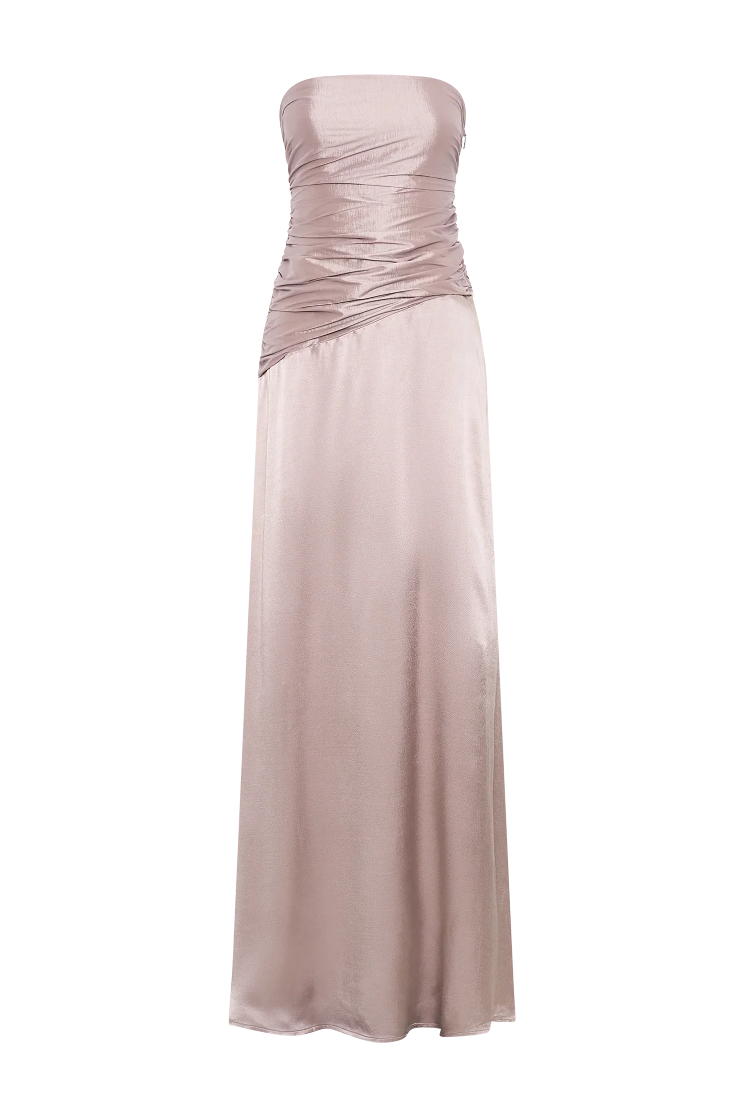 Serena Strapless Taffeta Maxi Dress - Bronze Taupe
