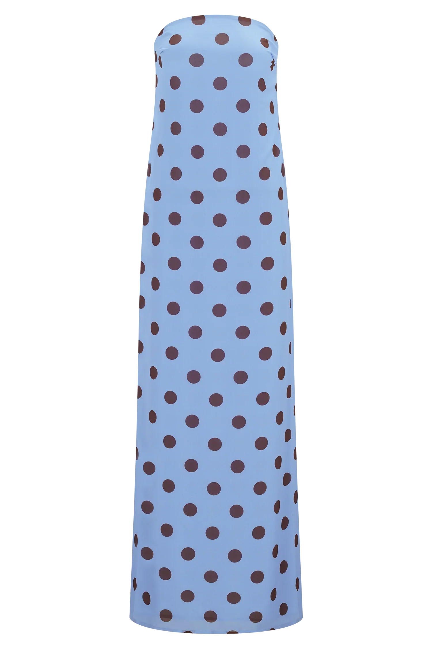 Amaya Strapless Chiffon Maxi Dress - Blue Polka Dot