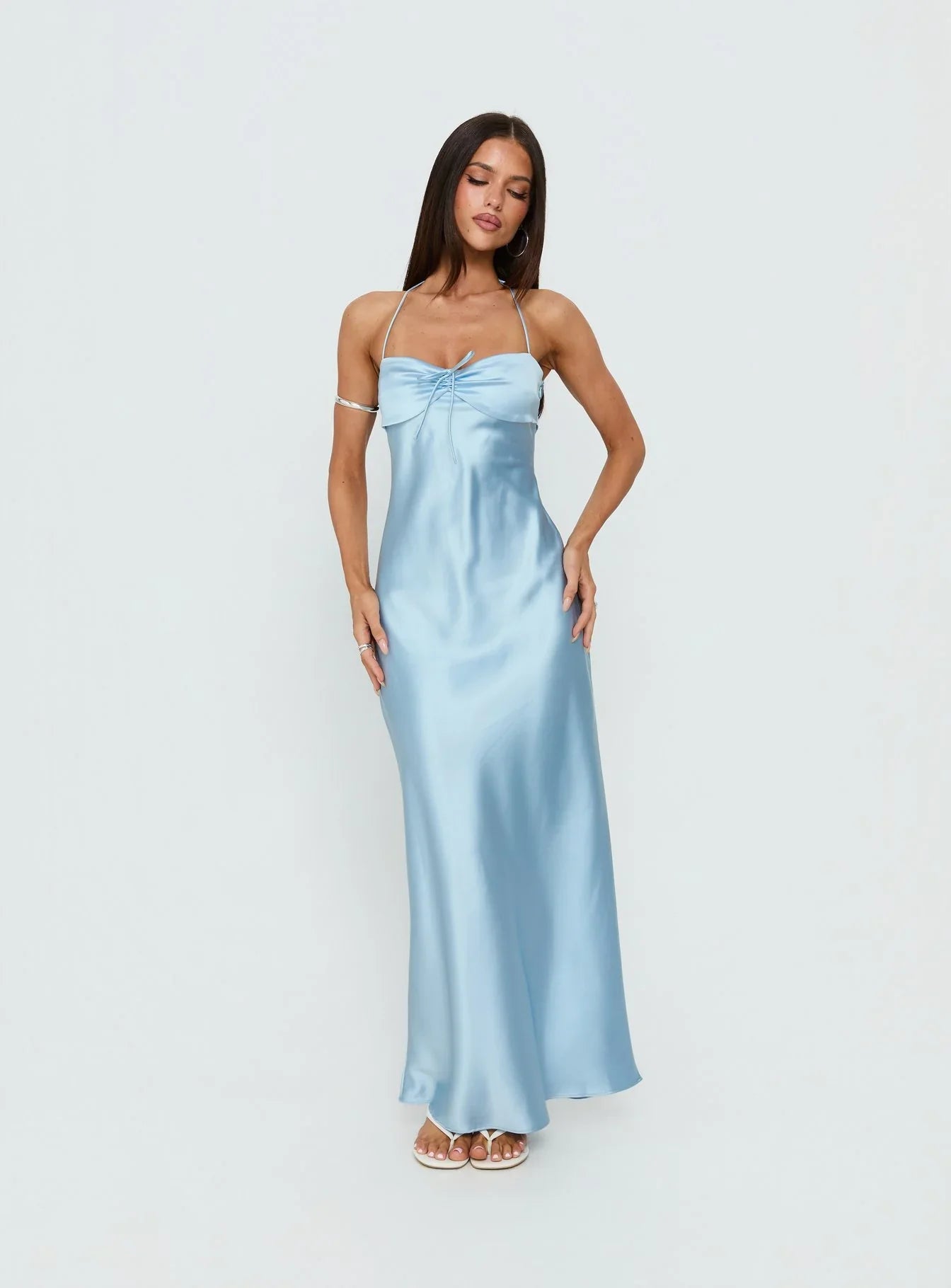 Fireproof Halter Maxi Dress Baby Blue