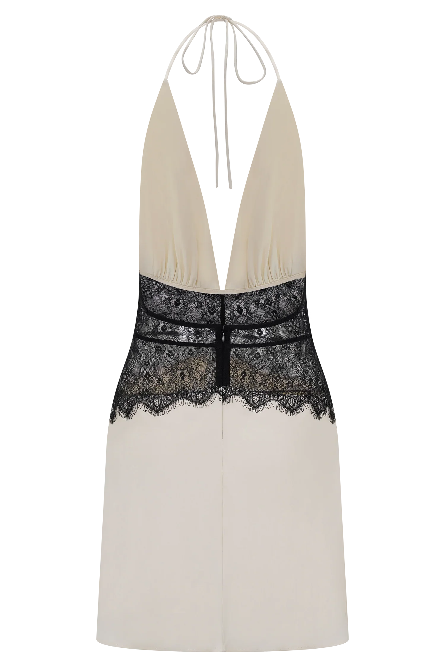 Dinah Lace And Satin Mini Dress - Black/Ivory