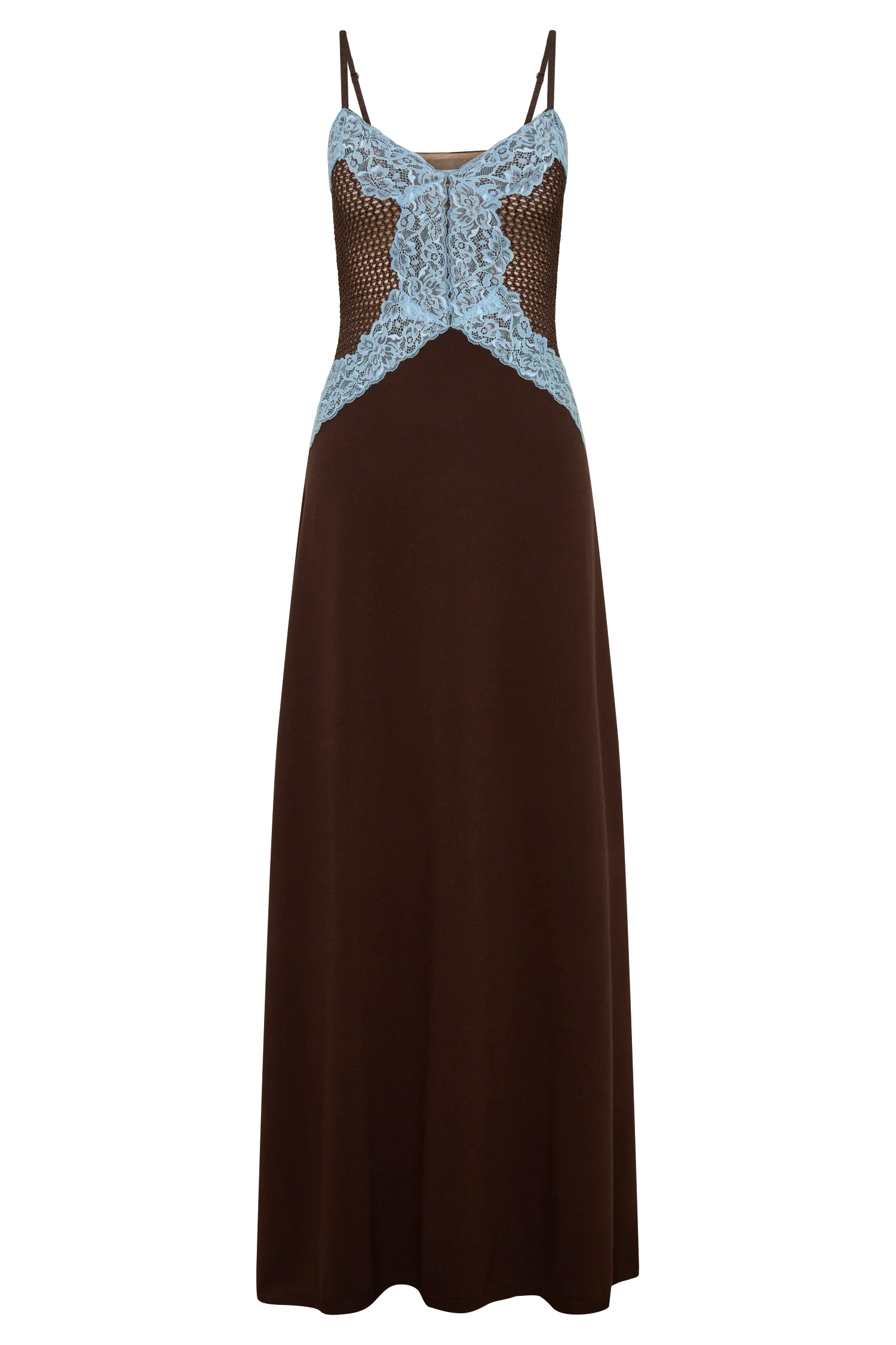 Bray Knit & Lace Maxi Dress - Chocolate/Blue