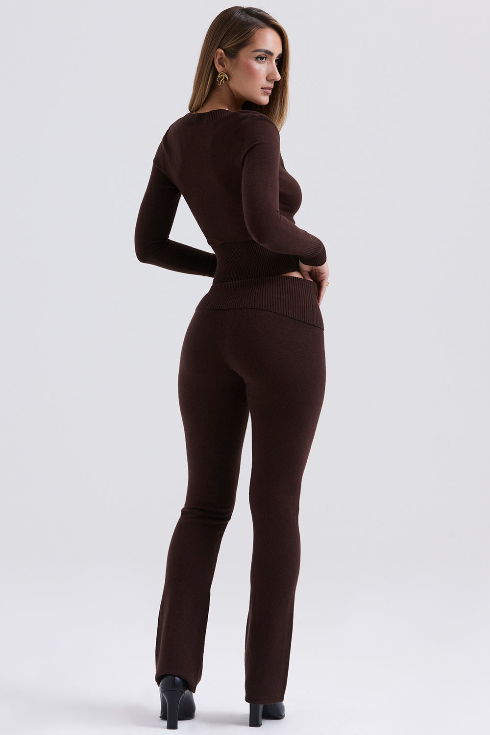 Ama-Chocolate Cashmere Blend Trousers - SALE