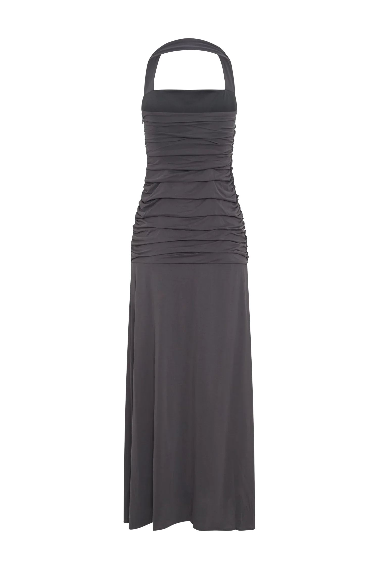 Bentley Peached Jersey Halter Maxi Dress - Charcoal