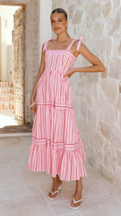 Caju Maxi Dress - Pink Stripe